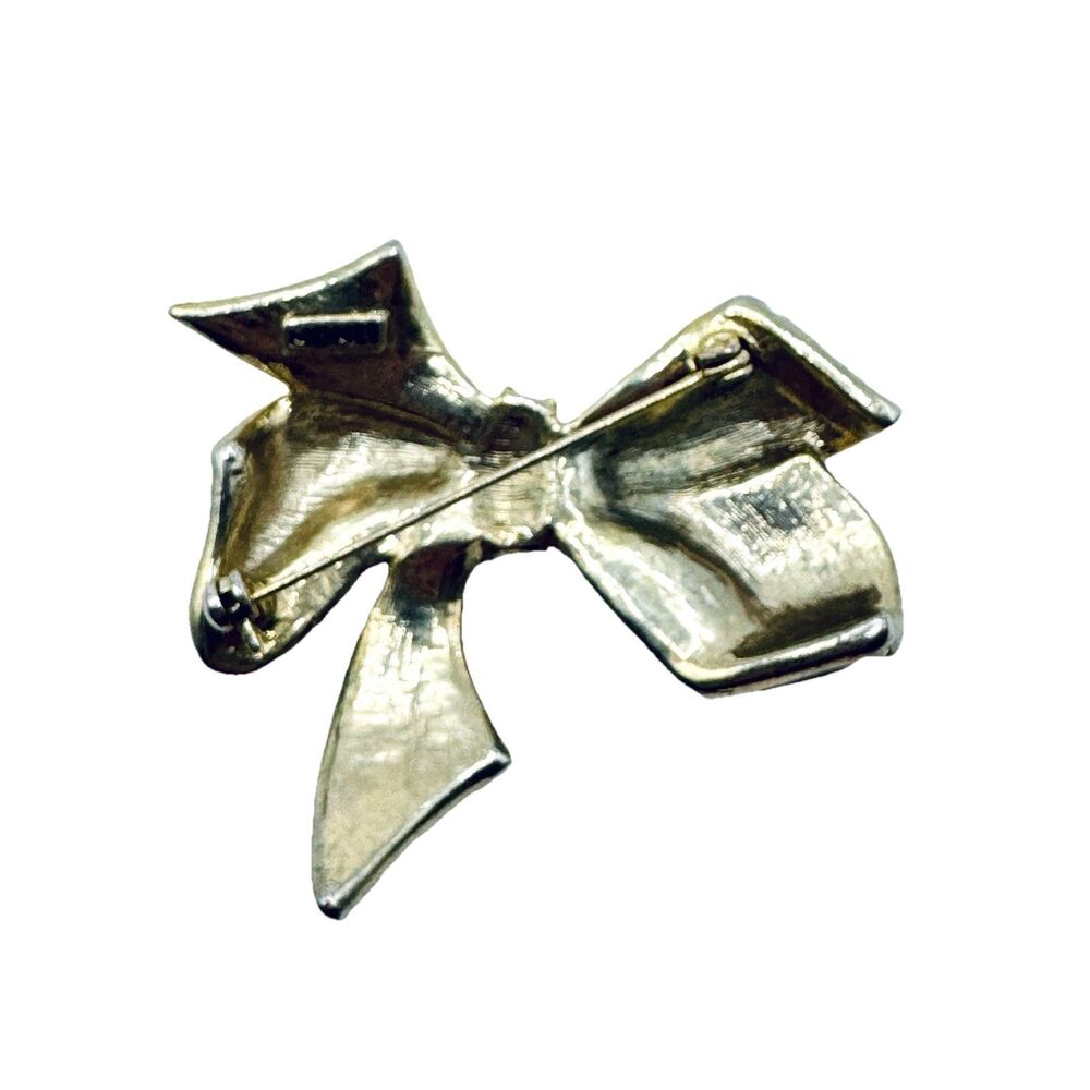 Vintage Monet Figural Bow Enamel & Rhinestone Bro… - image 2